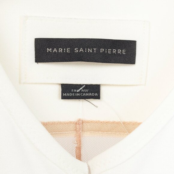 Marie Saint Pierre Nusar White Jersey Mesh-Trim Short-Sleeve Jacket - Picture 6 of 7